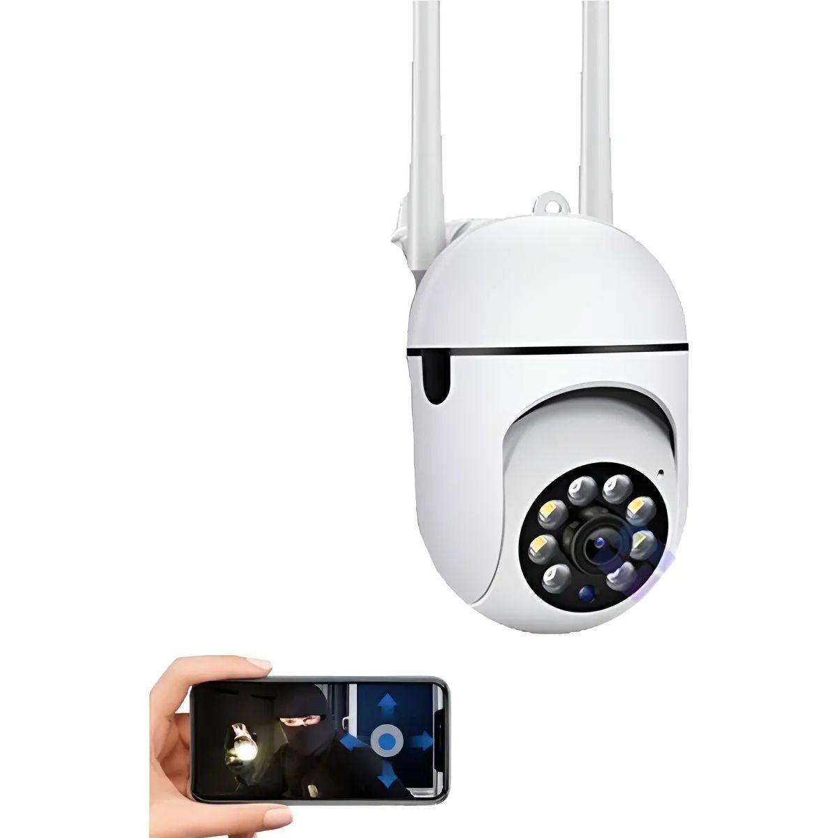 NO LOGO - Cámara De Seguridad Exterior Wifi 2 Antenas Ip66 Camara Blanco