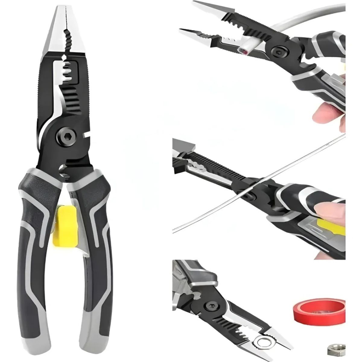 GENERICO - Alicate Electricista 9 En 1 Multifuncional De 8 Pulgadas Negro BELUG