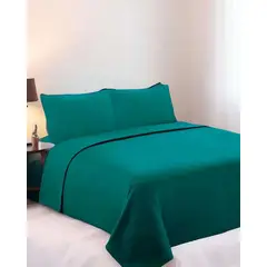 GENERICO - Sábana de Polar Ultra Suave Máxima Calidez y Confort Verde plaza y media