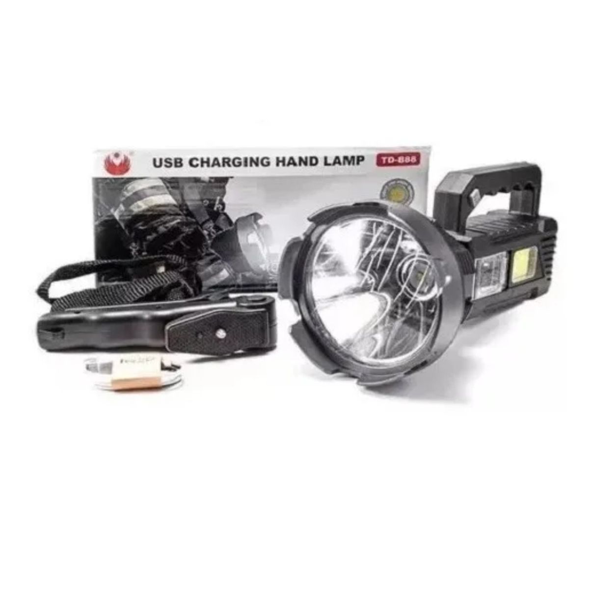GENERICO - Foco Linterna Led Gigante Alcance 1200 Metros Usb Tripode Frío Negro BELUG