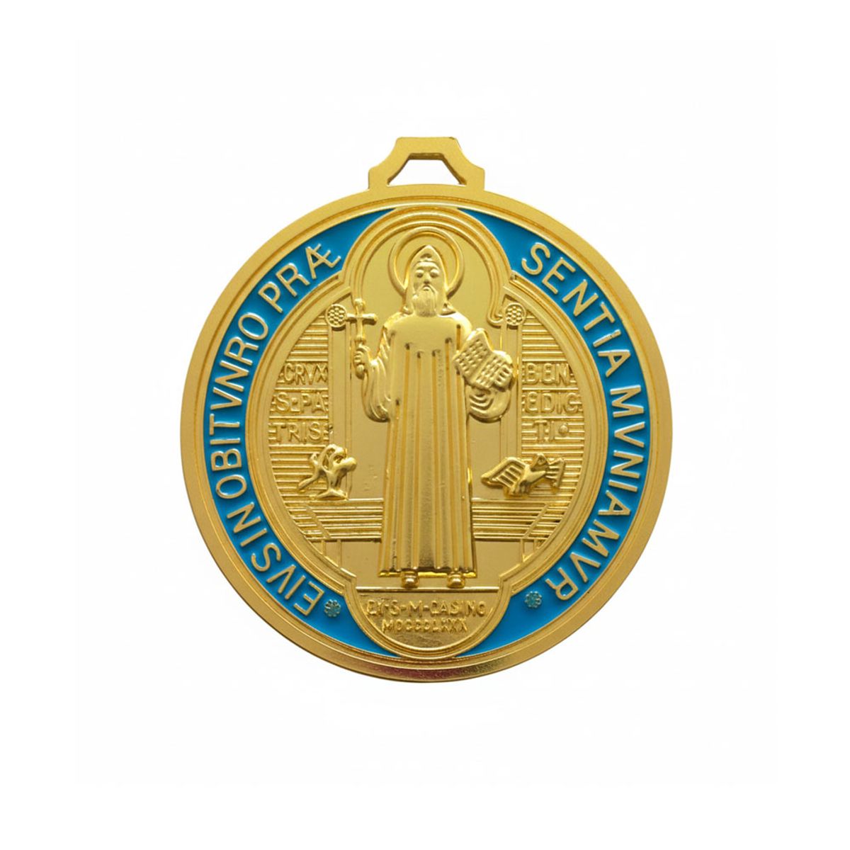 GENERICO - Medallón Medalla San Benito Protección 12.5 cms Dorado Colgante Puerta
