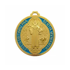 GENERICO - Medallón Medalla San Benito Protección 12.5 cms Dorado Colgante Puerta