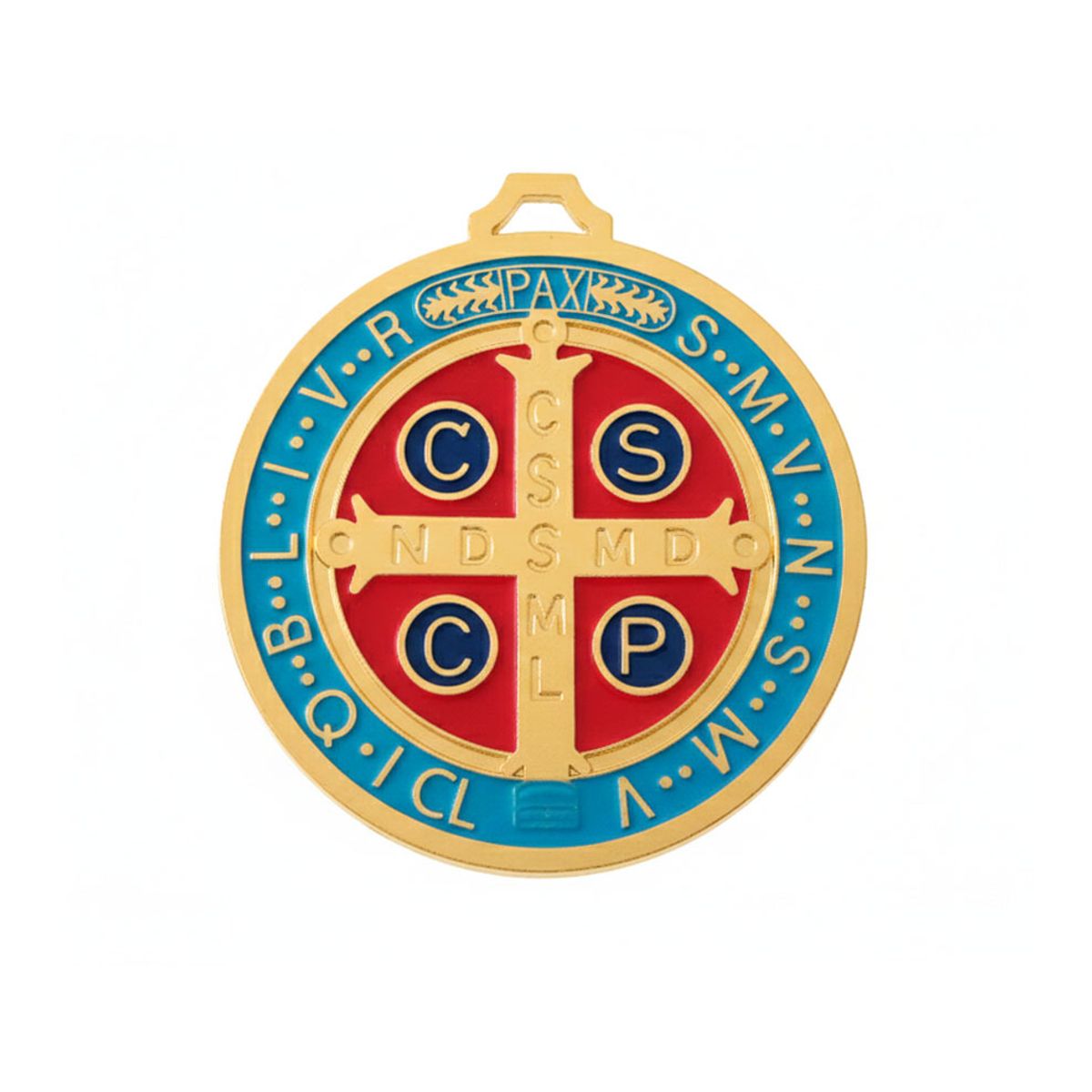 GENERICO - Medallón Medalla San Benito Protección 12.5 cms Dorado Colgante Puerta
