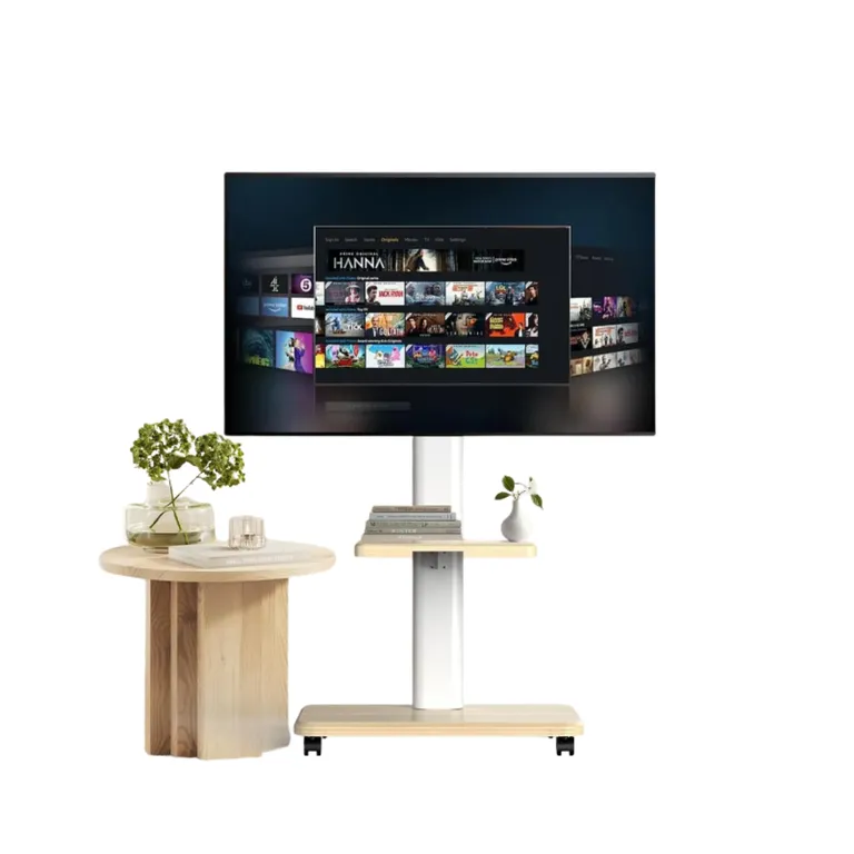 GENERICO Soporte Tv Rack Movil Con Ruedas 32 A 70 Base Pedestal Stand COLOR BLANCO Beige