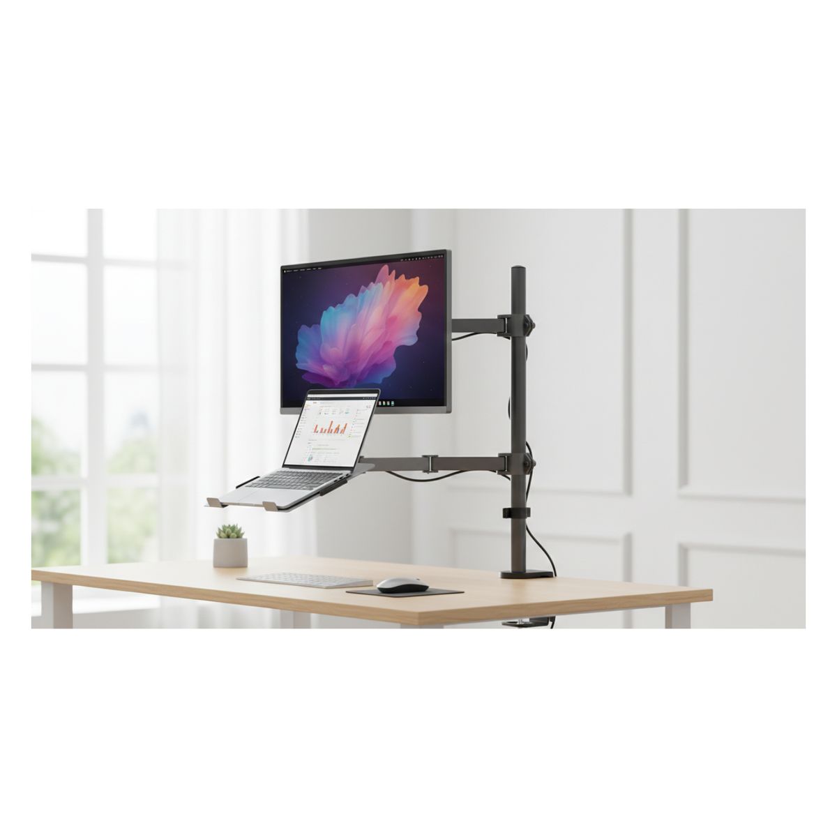 GENERICO - Soporte Dual Profesional Mod-Z012 Monitor de hasta 33 + Laptop