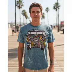 NO TIME - Polera Combi 60s Celeste (XL)
