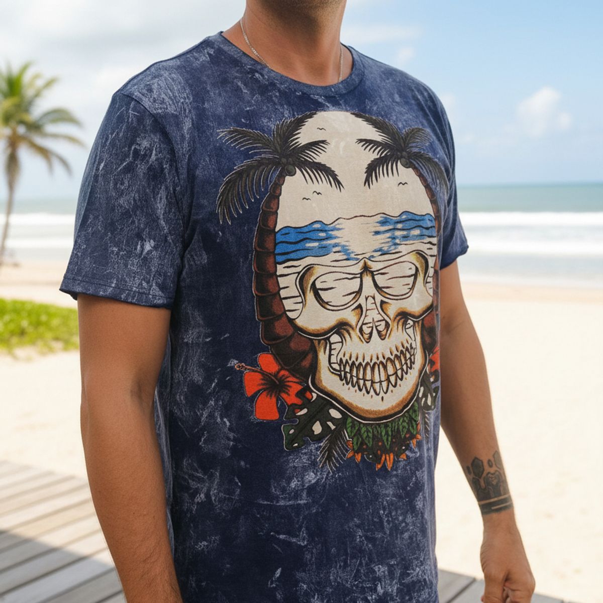 NO TIME - Polera Palmeras Skull (XL) 