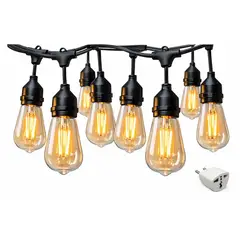 GENERICO - Guirnalda Luces Led Vintage 10m Exterior Enchufe 10 Ampolleta Vidrio E27 4w