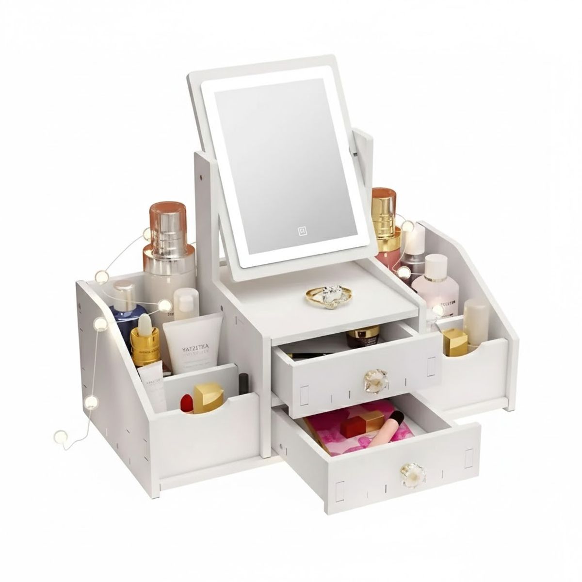 GENERICO - ORGANIZADOR DE MAQUILLAJE CON ESPEJO RECTANGULAR