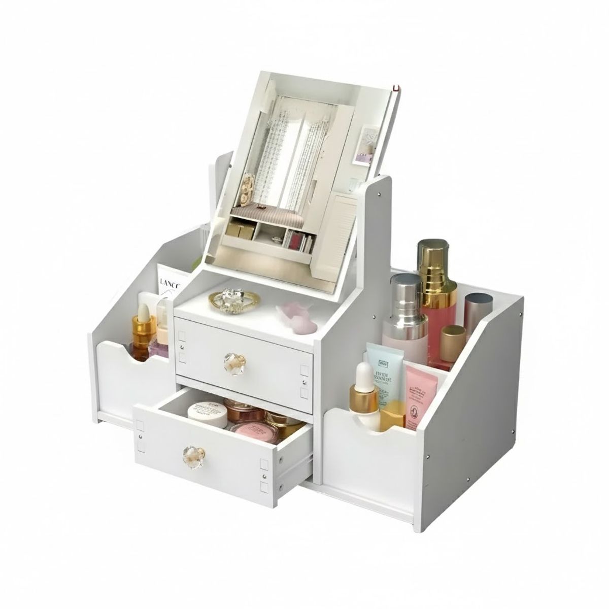 GENERICO - ORGANIZADOR DE MAQUILLAJE CON ESPEJO RECTANGULAR