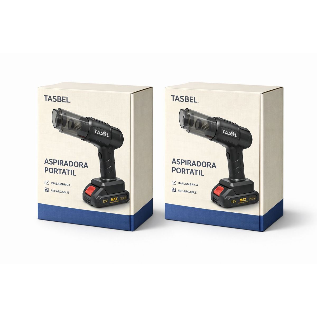 GENERICO - Pack 2 Aspiradora Portatil Recargable 12V Potente Para Auto Y Oficina Con Accesorios