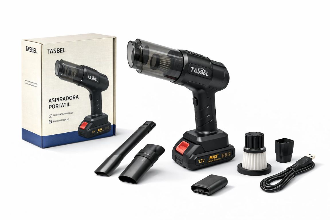 GENERICO Aspiradora Portatil Inalambrica 12V Recargable Para Auto oficina Compacta Con Accesorios