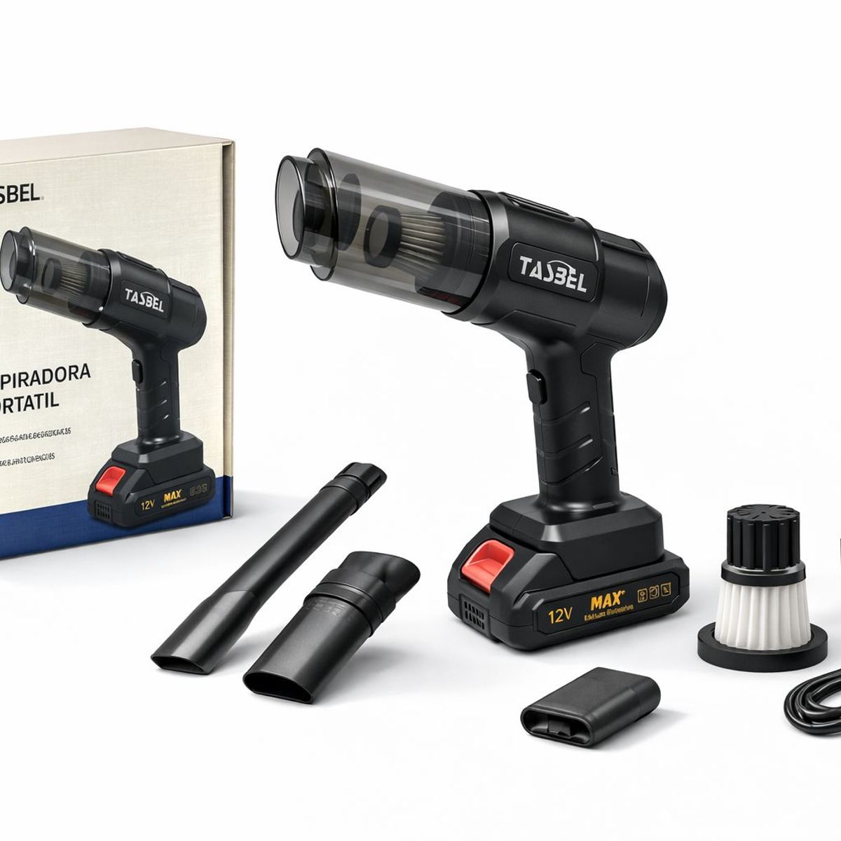 GENERICO - Aspiradora Portatil Inalambrica 12V Recargable Para Auto oficina Compacta Con Accesorios
