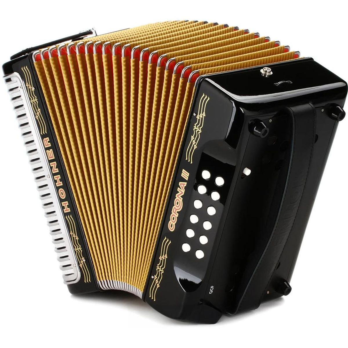 HOHNER - Acordeón Diatónico Hohner Corona II FBbEb - A56411 - Negro Lacado