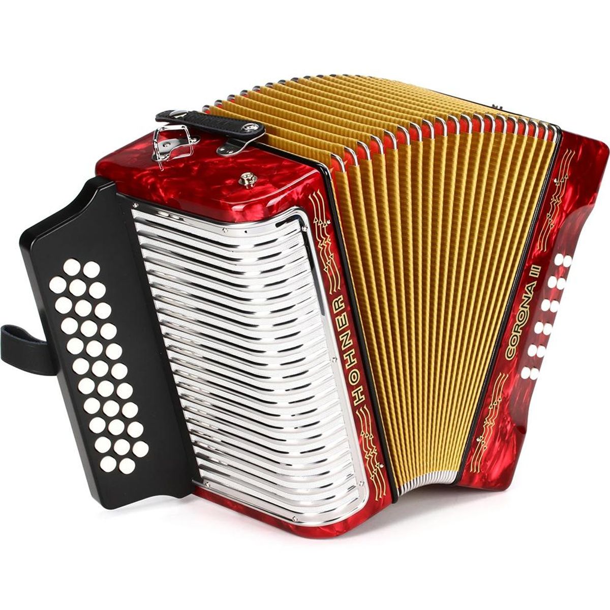HOHNER - Acordeón Diatónico Hohner Corona II FBbEb - A5649 - Rojo