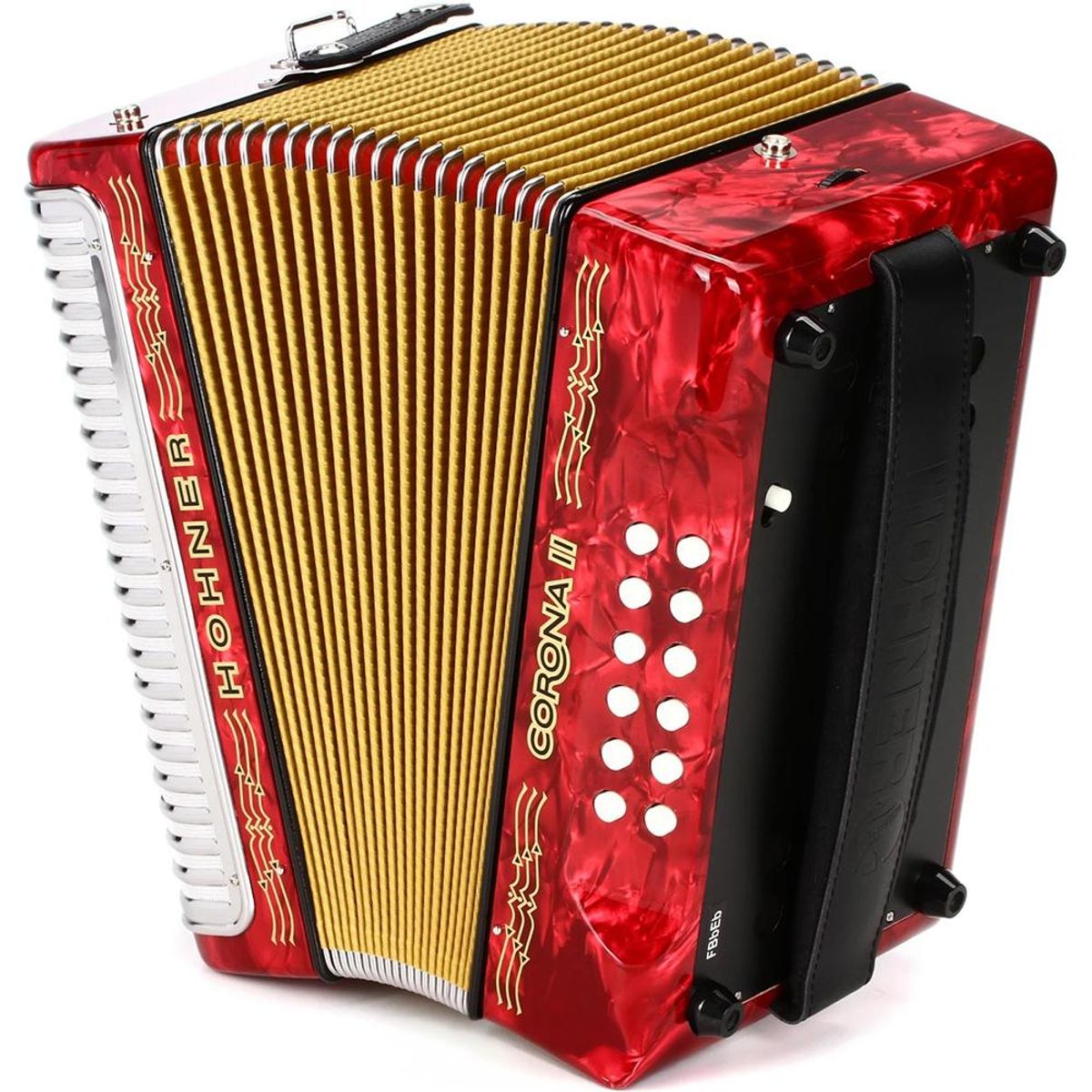 HOHNER - Acordeón Diatónico Hohner Corona II FBbEb - A5649 - Rojo
