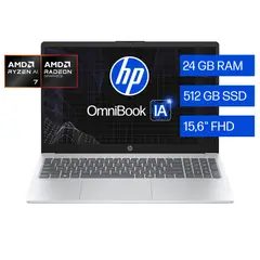 HP - Notebook OmniBook 3 AI 15-fn0072la AMD Ryzen AI 7 24gb Ram 512gb Ssd Windows 11 Home