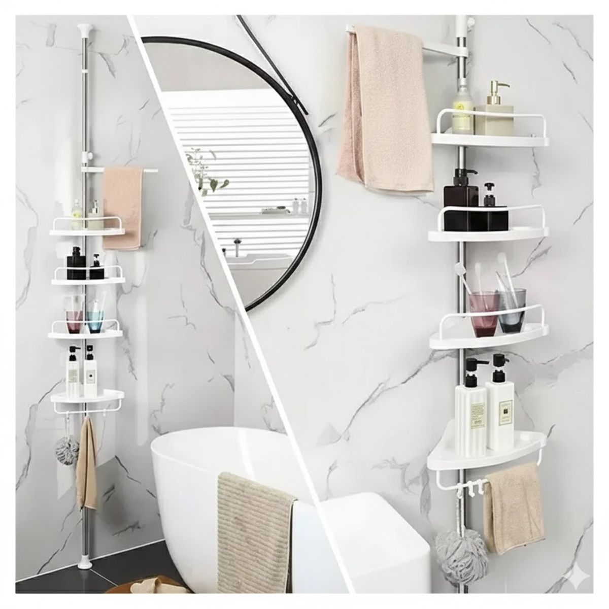 GENERICO - Esquinero Organizador Para Baño Ducha Plegable Altura Ajustable
