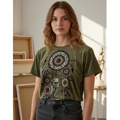 NO TIME - Crop-Top Algodón Atrapasueños Skull (M)