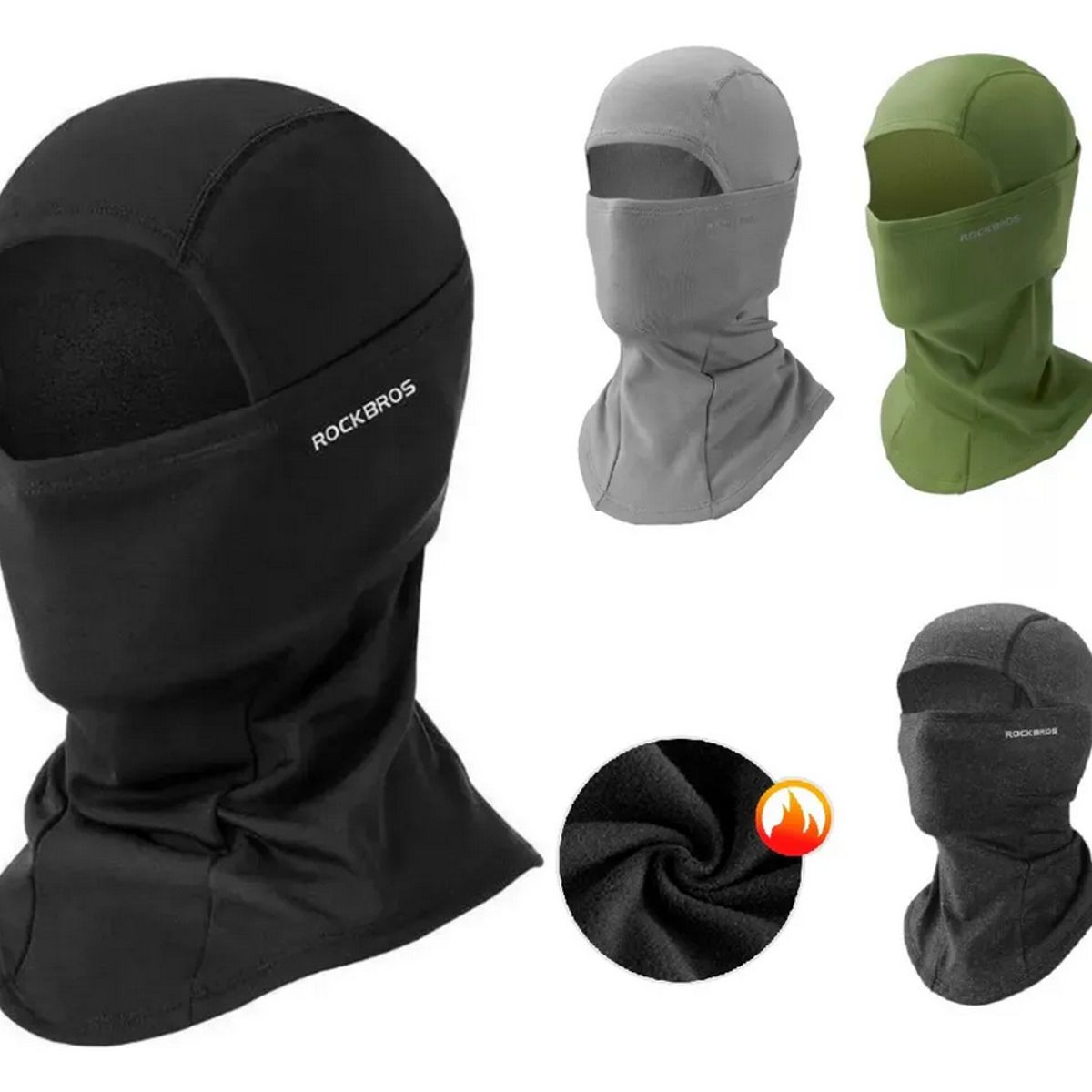 ROCKBROS - Balaclava Negra Micropolar Rockbros Gorro Bicicleta Moto