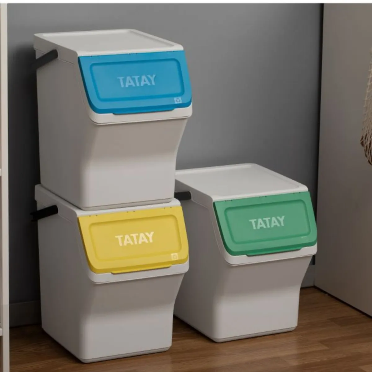 STERN - Set de 3 cubos de reciclaje modulares de 20 litros