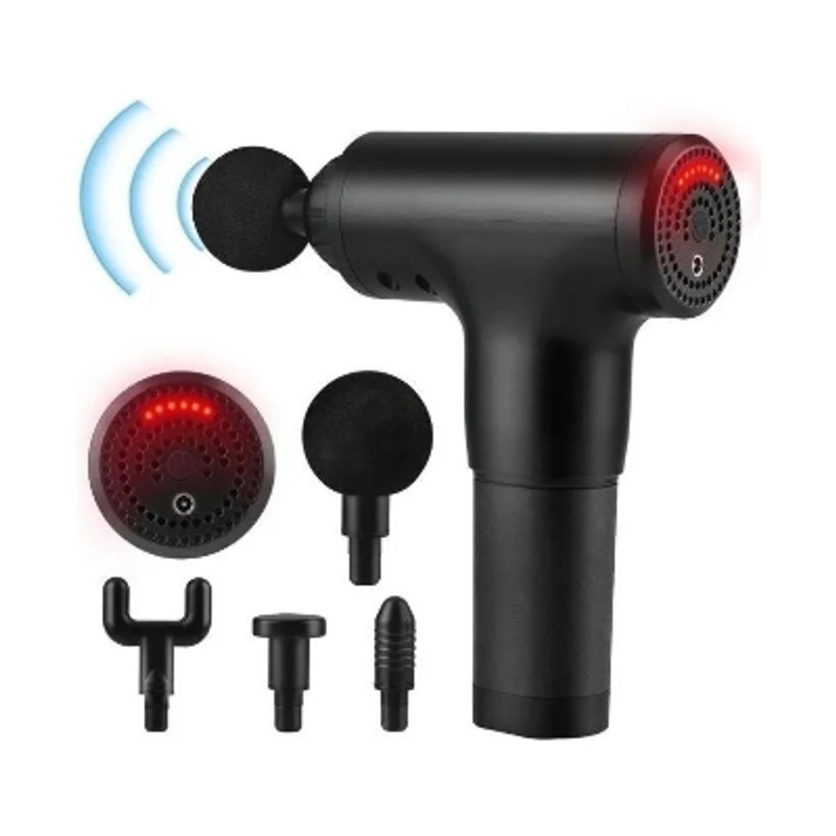 GENERICO - Pistola Masajeador Muscular Facial Vibrador Recargable Color Negro