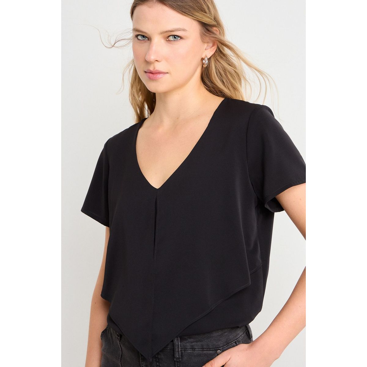 ASH - Blusa Lisa Mujer Negro Ash