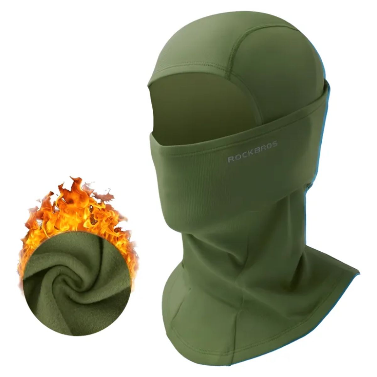 ROCKBROS - Balaclava Verde Micropolar Rockbros Gorro Bicicleta Moto
