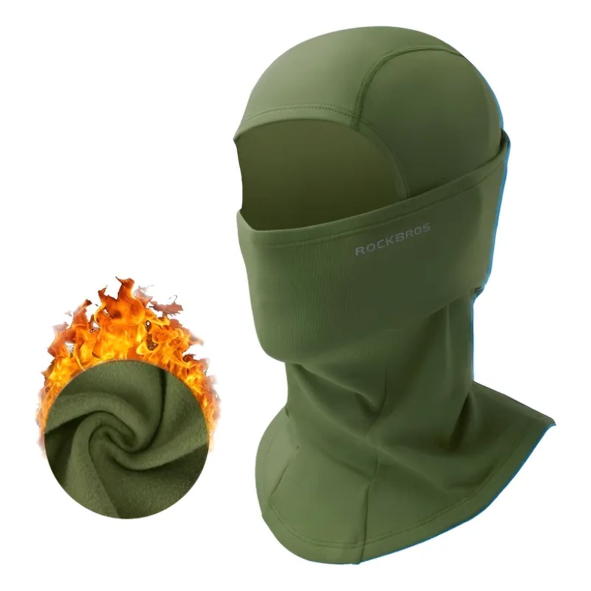 ROCKBROS - Balaclava Verde Micropolar Rockbros Gorro Bicicleta Moto