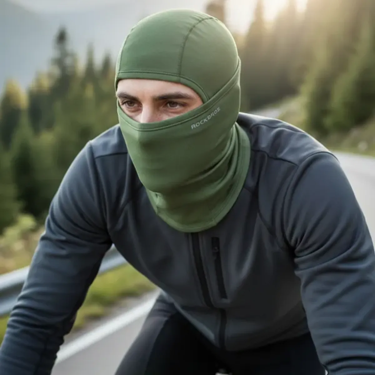 ROCKBROS - Balaclava Verde Micropolar Rockbros Gorro Bicicleta Moto
