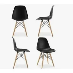 GENERICO - Pack X4 Silla Eames Para Comedor O Terraza Negra