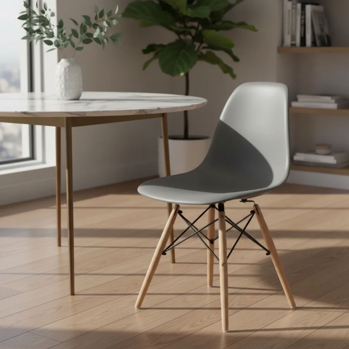GENERICO - Pack X4 Silla Eames Para Comedor O Terraza Gris