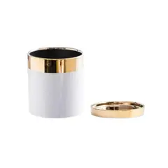 GENERICO - Maceta Cerámica Aura Gold con Bandeja Dorada