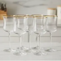 GENERICO - Set De 6 Copas De Vino Borde Dorado 350 ml