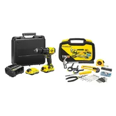 STANLEY - Kit Taladro Perc Sbd715d2k-b2 13mm +set 116 Pz+2bat
