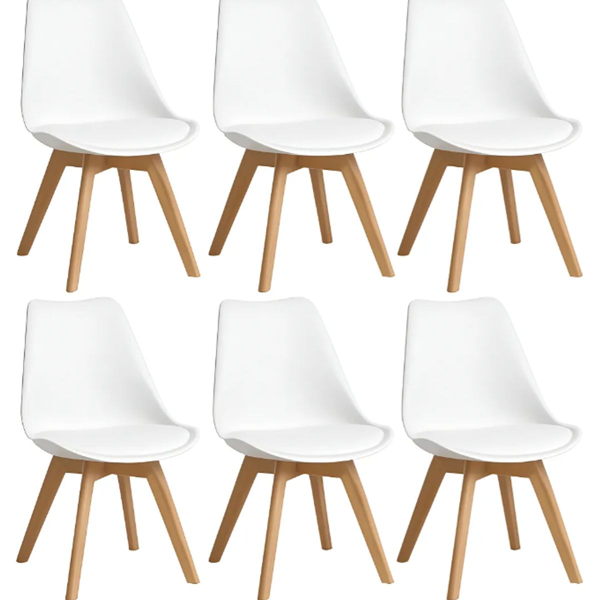 GENERICO - Pack 6 Sillas Tulip Eames Acolchadas Sillas Blancas
