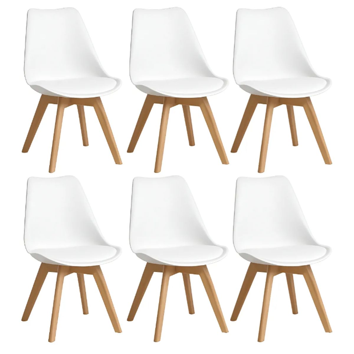 GENERICO - Pack 6 Sillas Tulip Eames Acolchadas Sillas Blancas