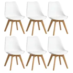 GENERICO - Pack 6 Sillas Tulip Eames Acolchadas Sillas Blancas