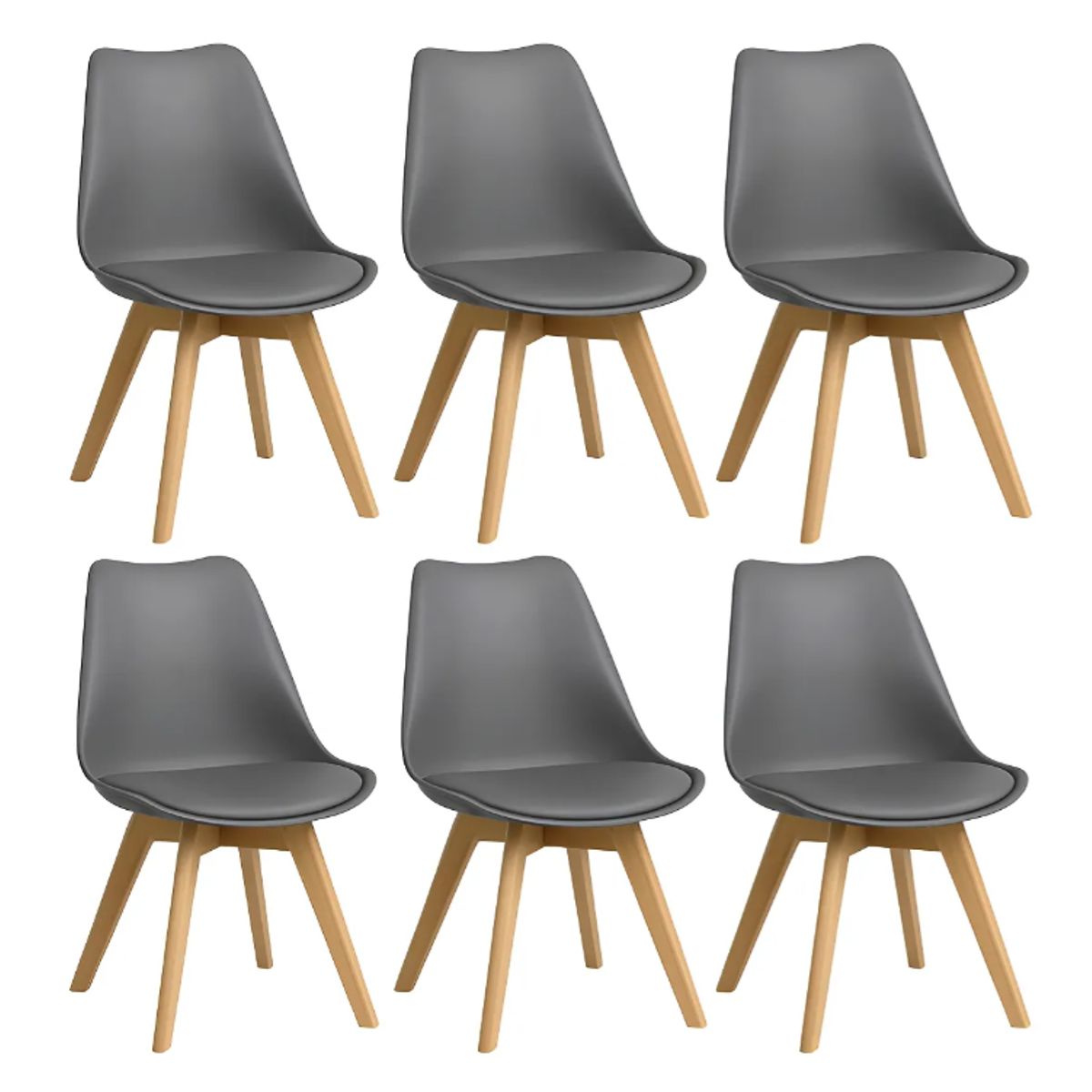 GENERICO - Pack 6 Sillas Tulip Eames Acolchadas Sillas Gris