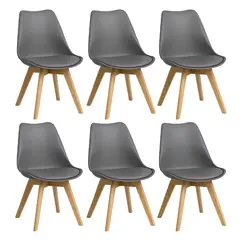 GENERICO - Pack 6 Sillas Tulip Eames Acolchadas Sillas Gris