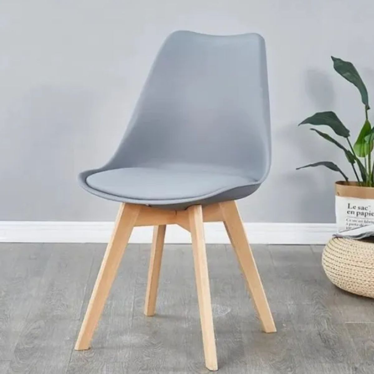 GENERICO - Pack 6 Sillas Tulip Eames Acolchadas Sillas Gris