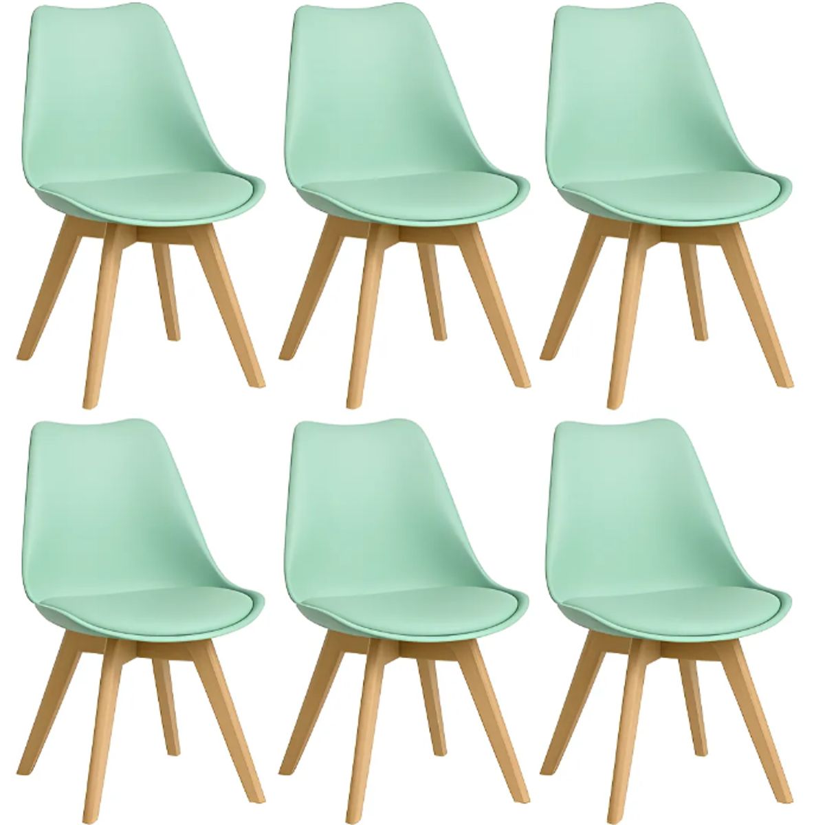 GENERICO - Pack 6 Sillas Tulip Eames Acolchadas Sillas  Verde agua