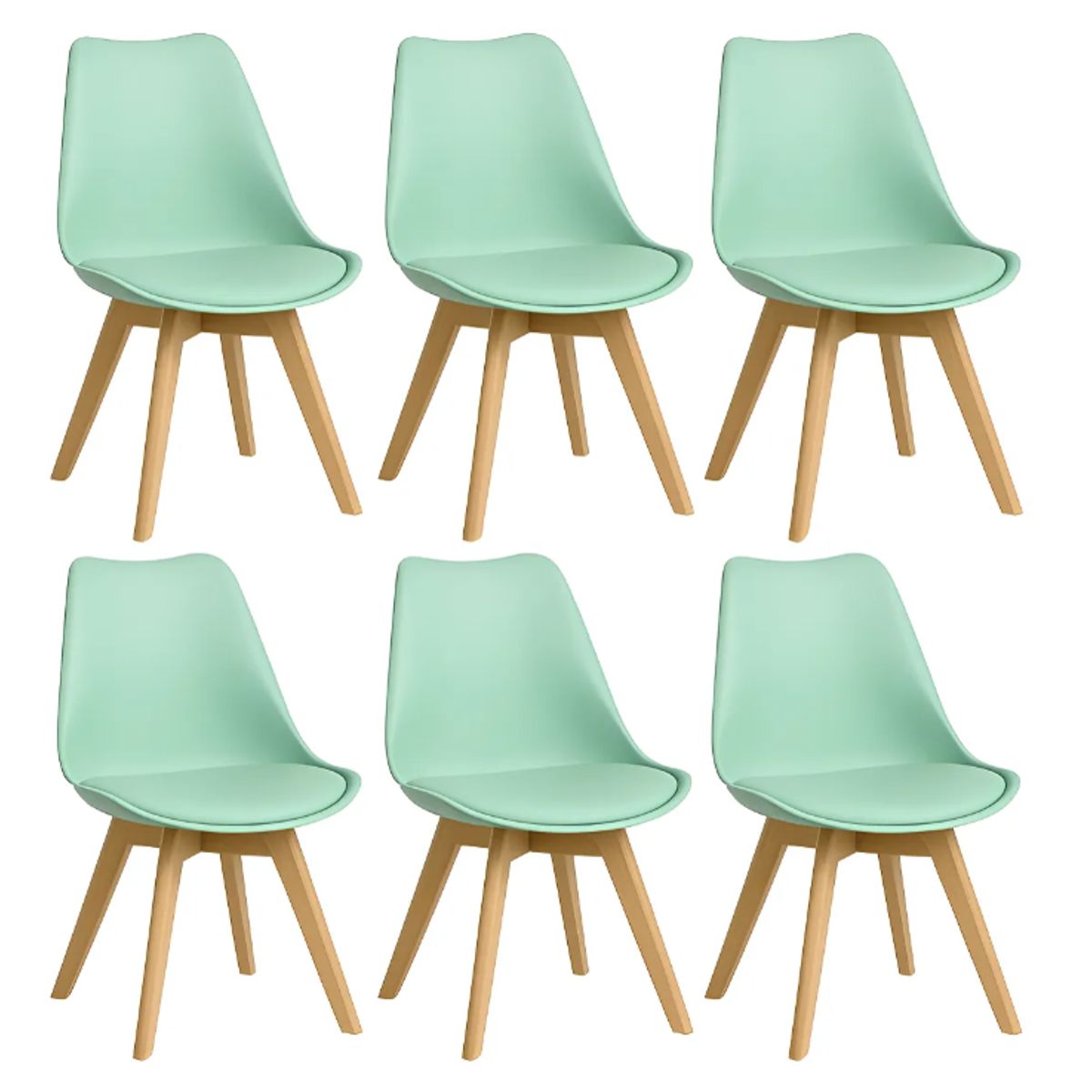 GENERICO - Pack 6 Sillas Tulip Eames Acolchadas Sillas  Verde agua
