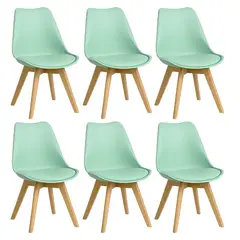 GENERICO - Pack 6 Sillas Tulip Eames Acolchadas Sillas Verde agua