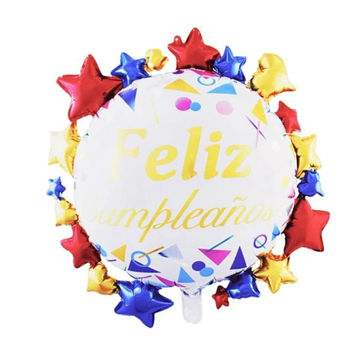 GENERICO - Globo metálico feliz cumpleaños con estrellas 45cm