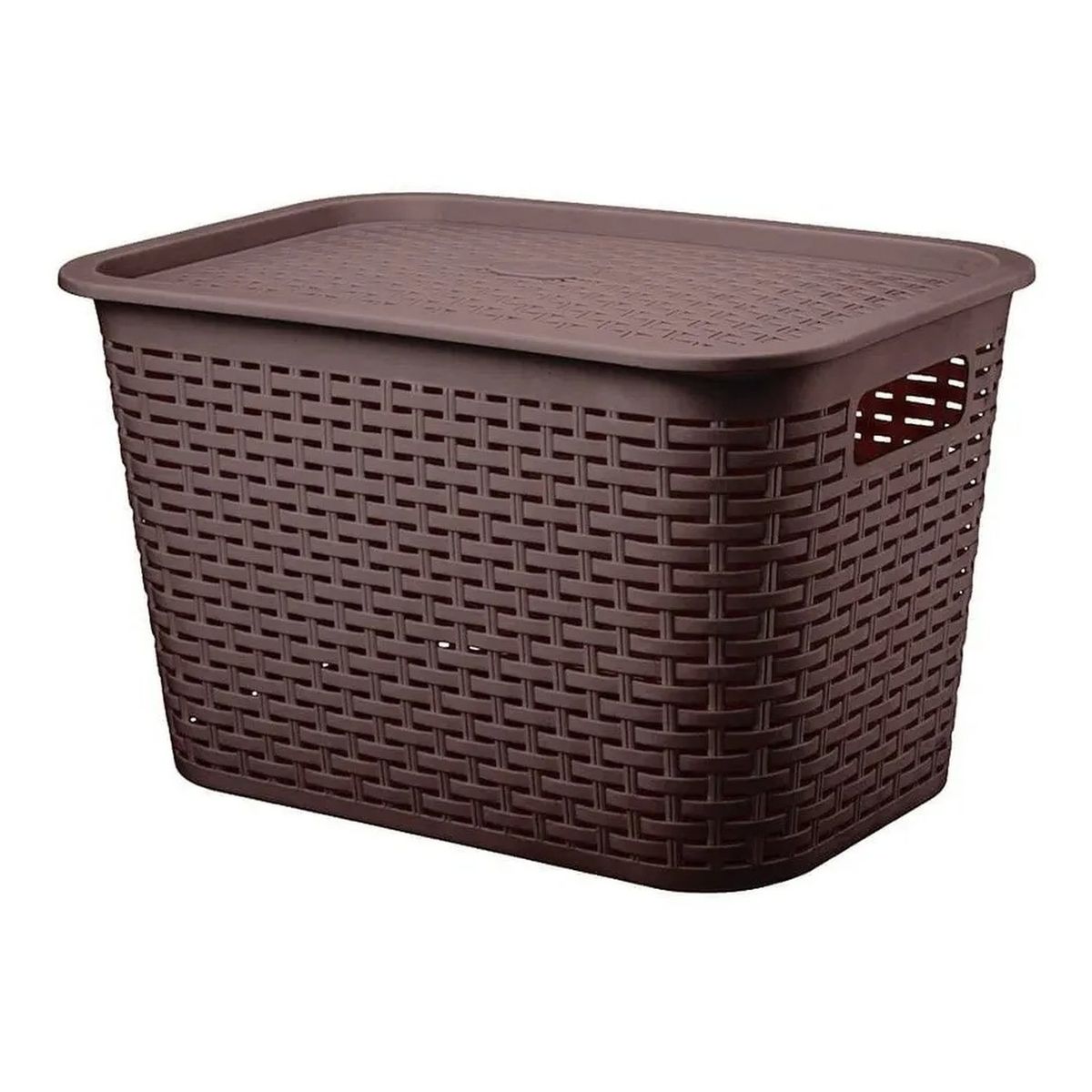 GENERICO - Canastilla Plástica 22L Rectangular Con Tapa Blanca