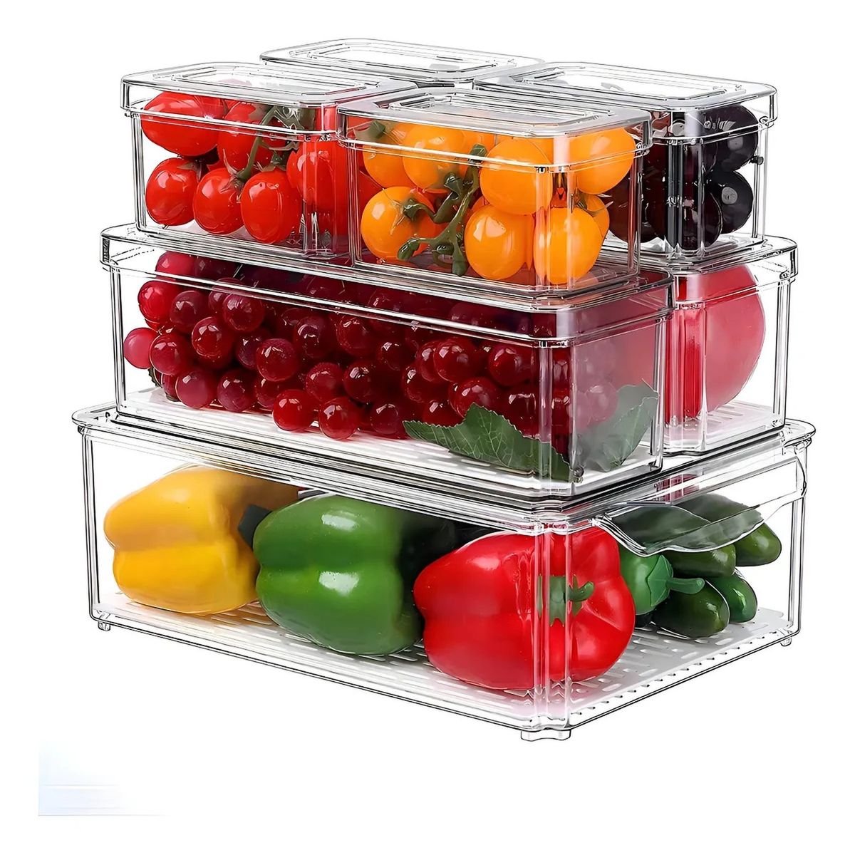 GENERICO - Set De Contenedores de Alimentos Apilables Plástico Transparente