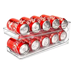 GENERICO - Organizador de Latas Plástico Transparente 2 Niveles Automático