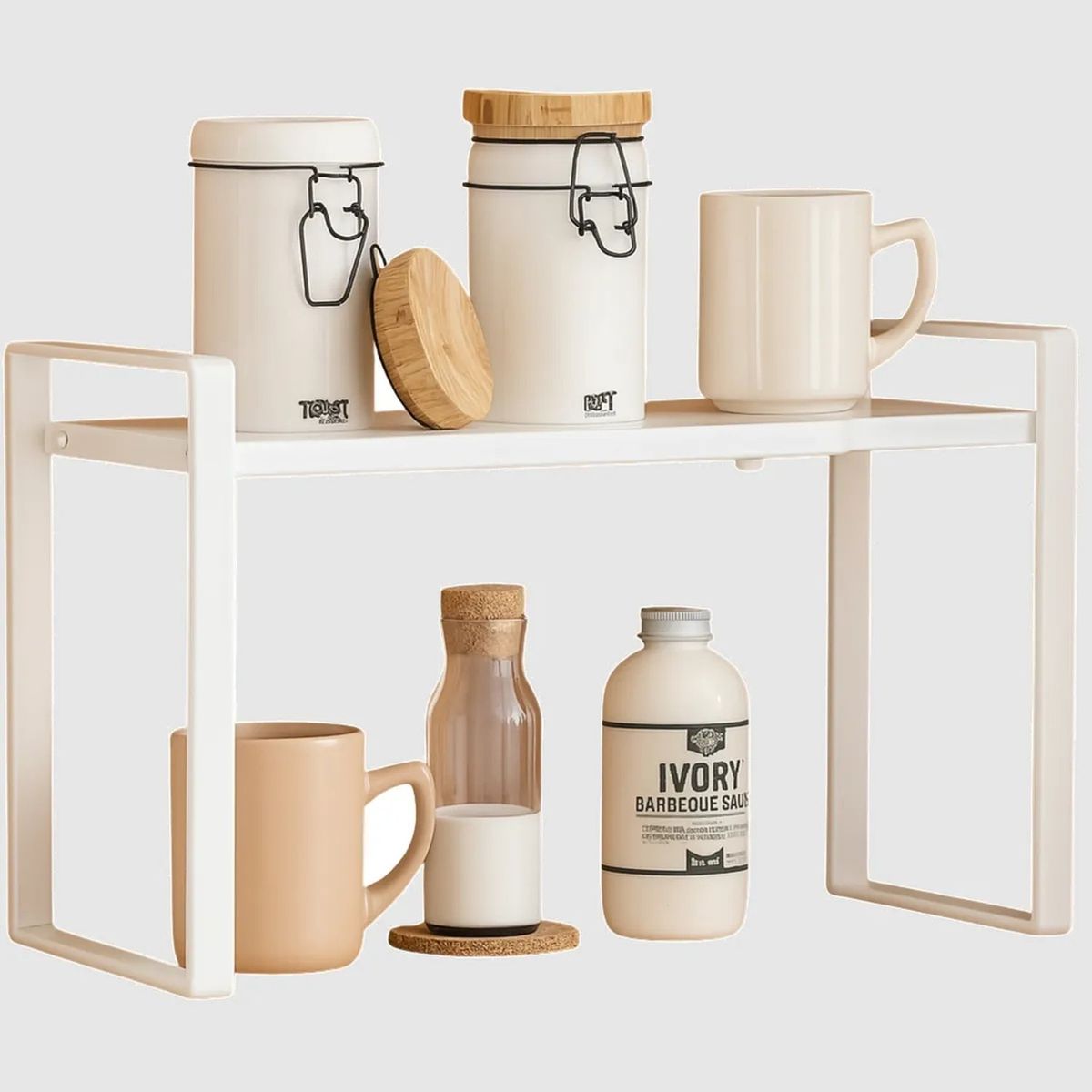 GENERICO - Estante Organizador de Cocina Metálico Blanco Resistente