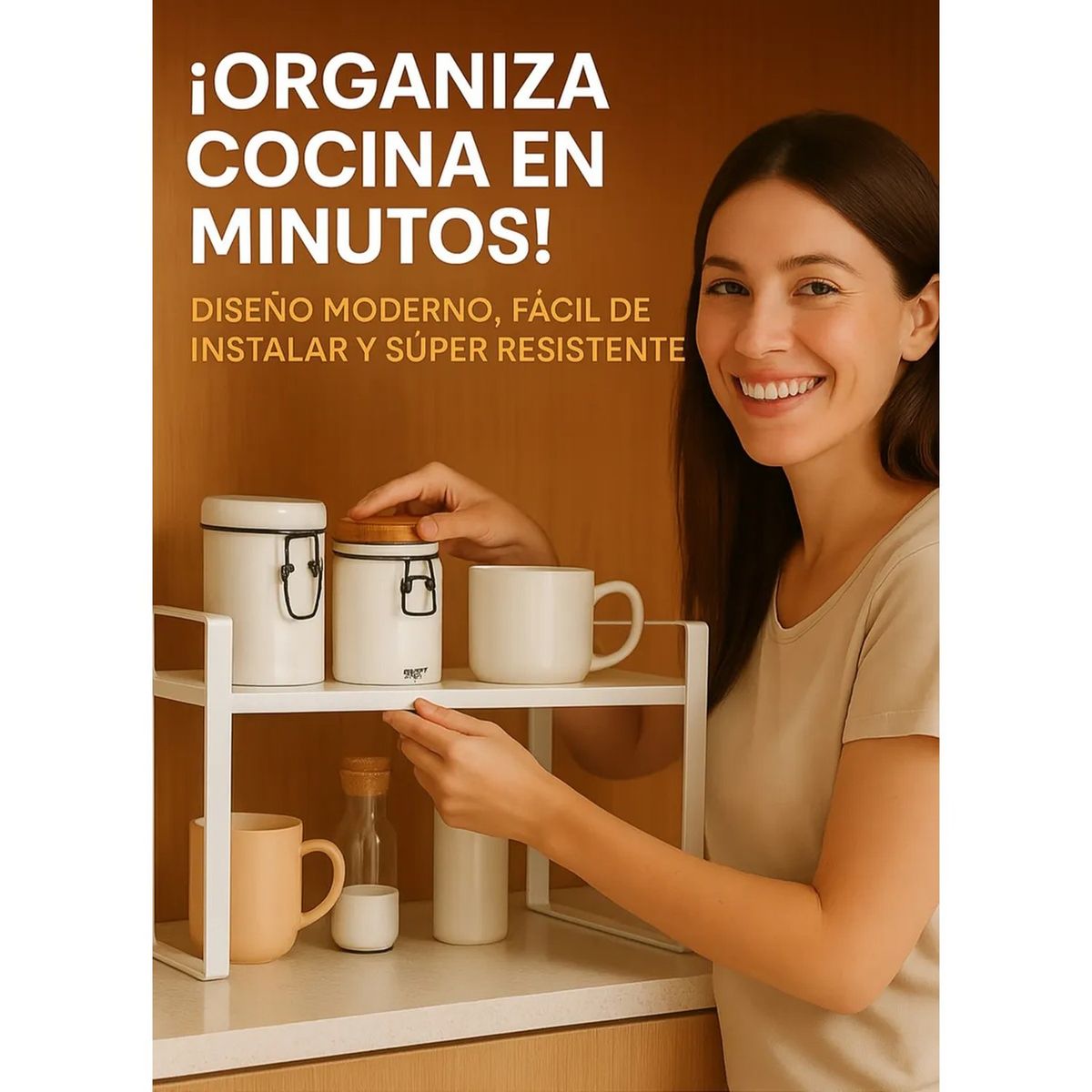 GENERICO - Estante Organizador de Cocina Metálico Blanco Resistente